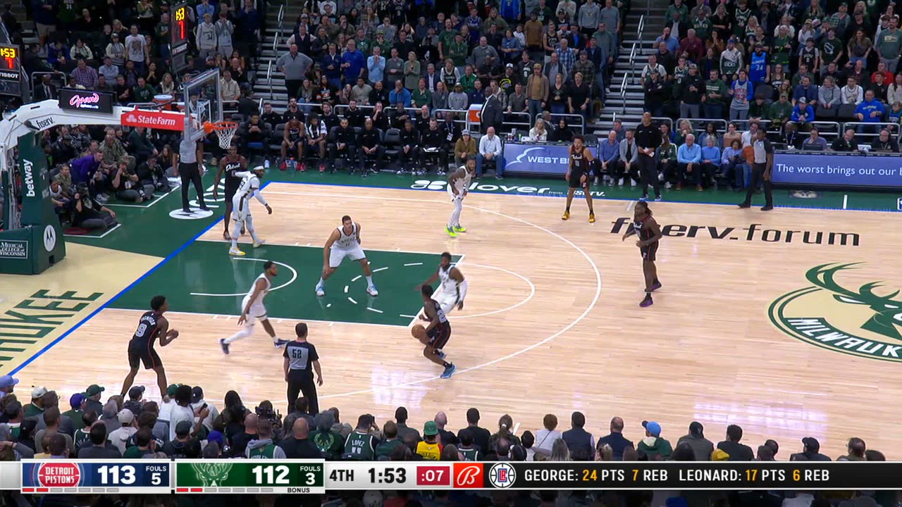 24Second Shot Clock Reset Pistons Bucks NBA Official