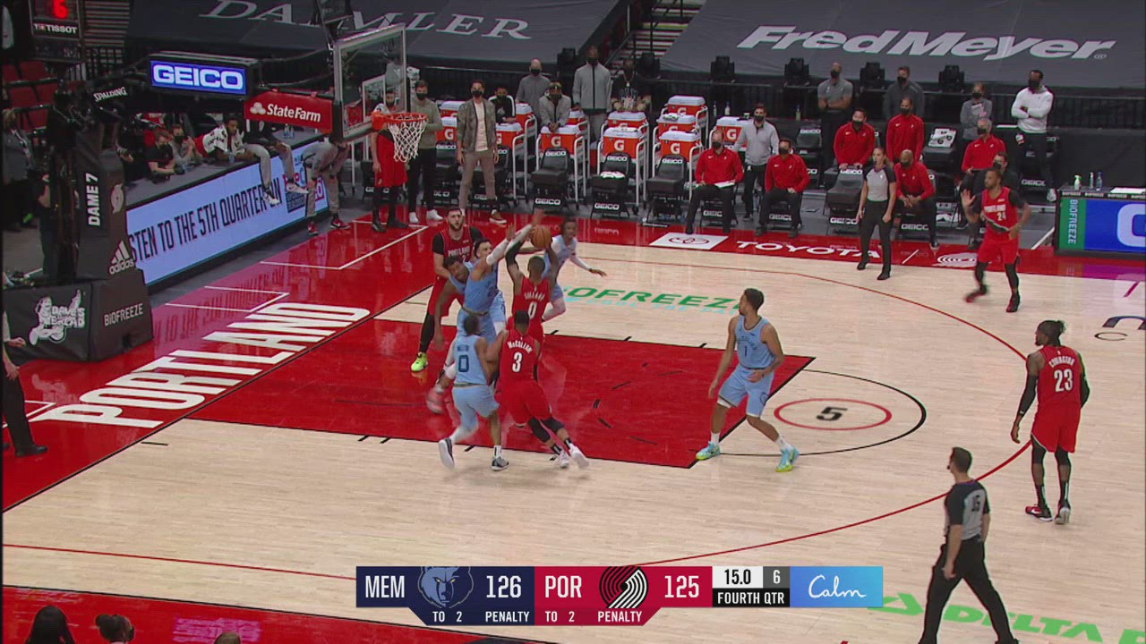 24Second Shot Clock Reset Grizzlies Trail Blazers NBA Official