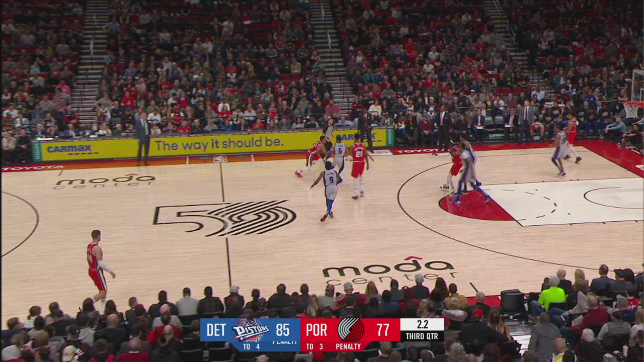 Last Second Field Goal Pistons Trail Blazers NBA Official