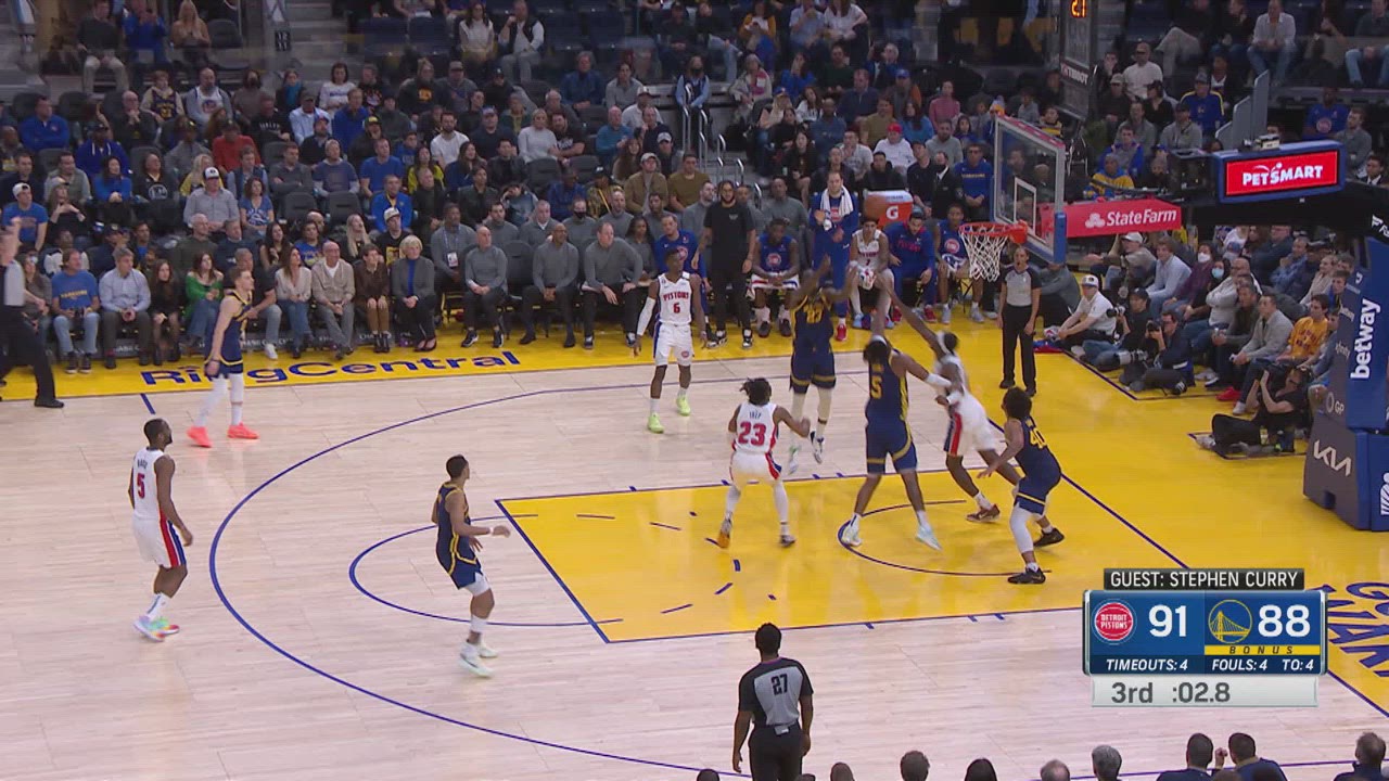 End of Period Foul Pistons Warriors NBA Official