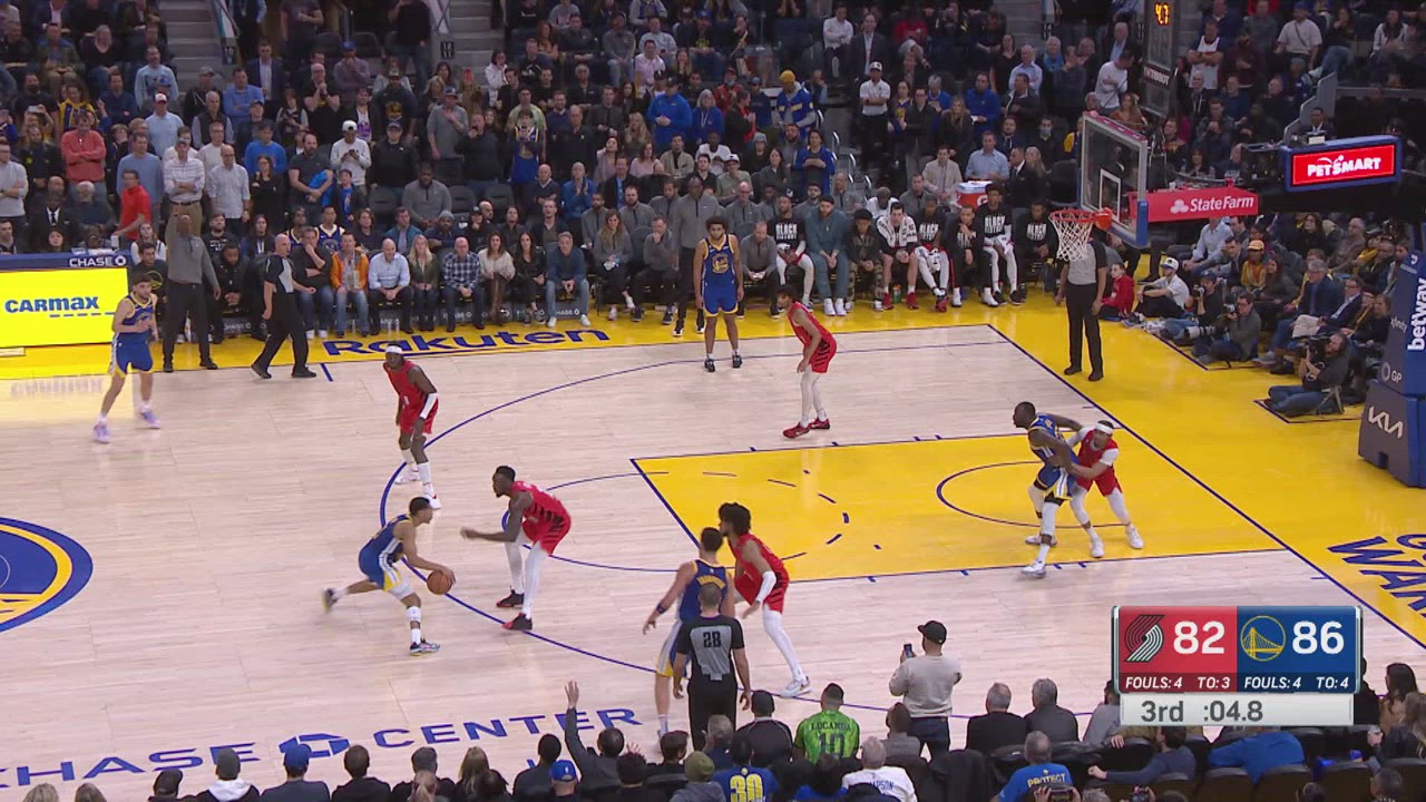 End of Period Foul Trail Blazers Warriors NBA Official
