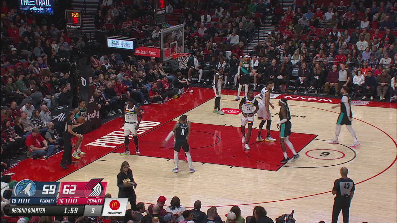 Shot Clock Violation Timberwolves Trail Blazers NBA Official