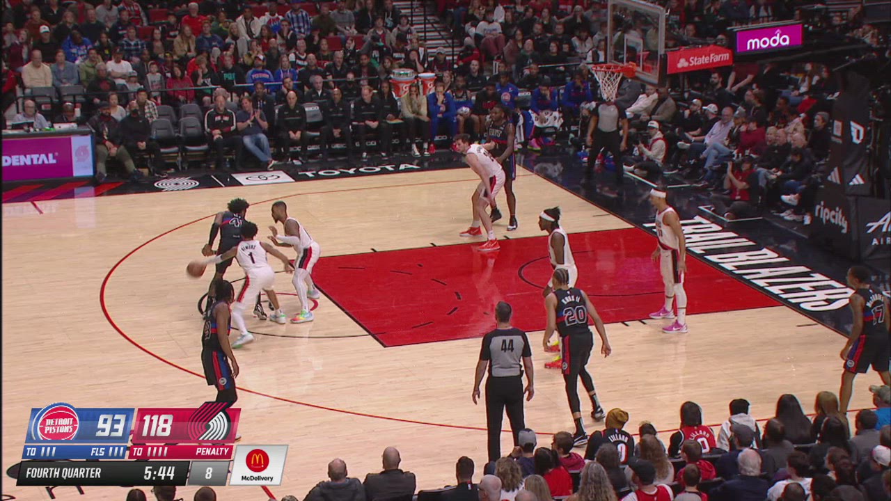 ClearPathToThe BasketFoul Pistons Trail Blazers NBA Official