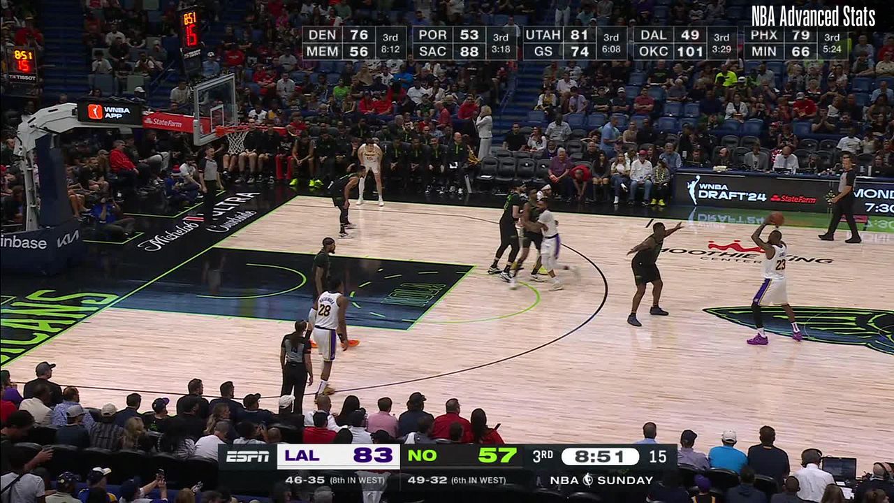 James Cutting Dunk Shot (15 PTS) (Reaves 1 AST)